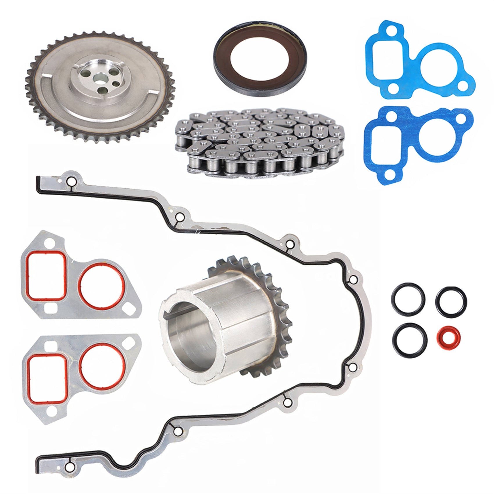 TOPPARTZ Timing Chain Kit with Cover Gasket Kit 12646386 Replacement for Chevy Silverado Suburban Tahoe GMC Sierra 4.8 5.3 6.0 OHV