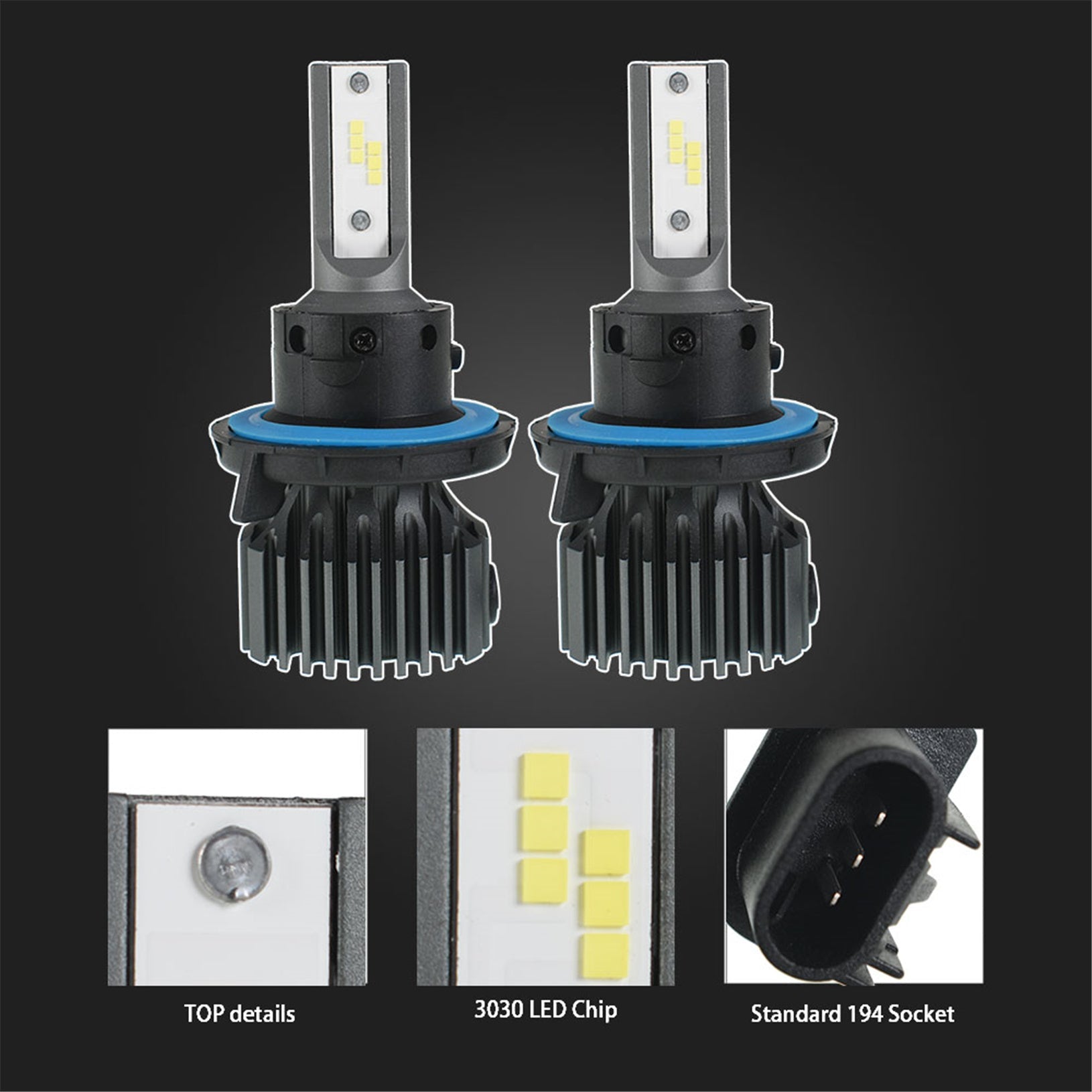 TOPPARTZ 9008/H13 LED Fog Light Bulbs,50W 12000LM 6000 White High brightness Headlights Bulbs Conversion Kit,Pack of 2