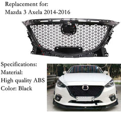 TOPPARTZ Front Grille Honeycomb Grill Black Plastic Trim For Mazda 3 Axela 2014-2016