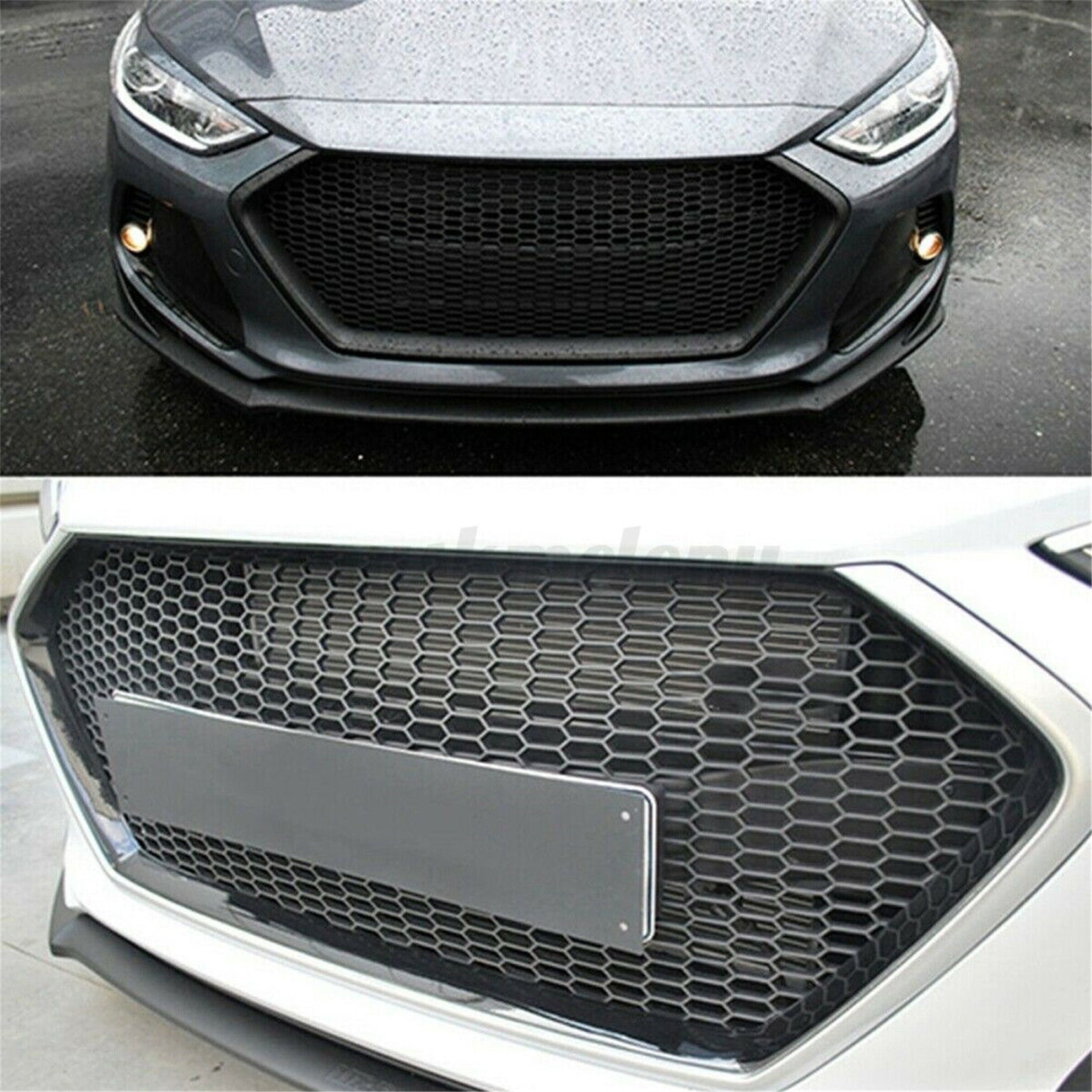 TOPPARTZ Front Plastic Grille Bumper For Hyundai Elantra 2017 2018 Black Honeycomb