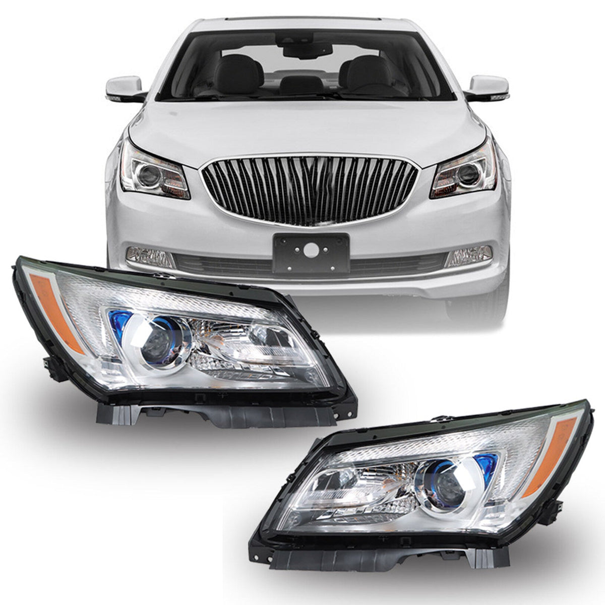 TOPPARTZ Headlight Assembly Replacement for Buick LaCrosse 2014-2016 Headlights Halogen Type LED Set Driver ＆ Passenger Side