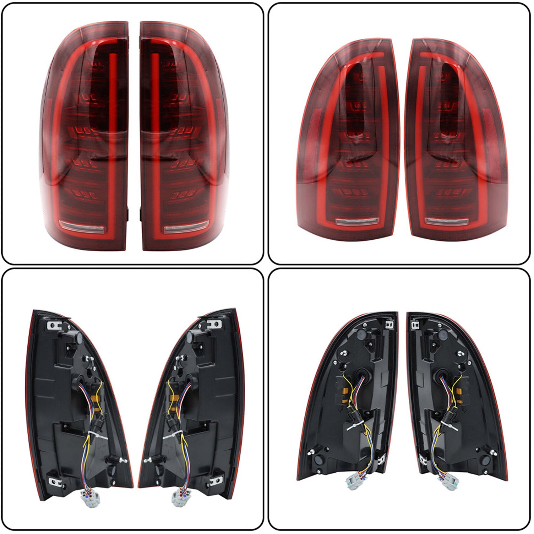 TOPPARTZ 1 Pair Left & Right Side Tube LED Tail Lights Assembly Replacement for 2005-2015 Toyota Tacoma Black