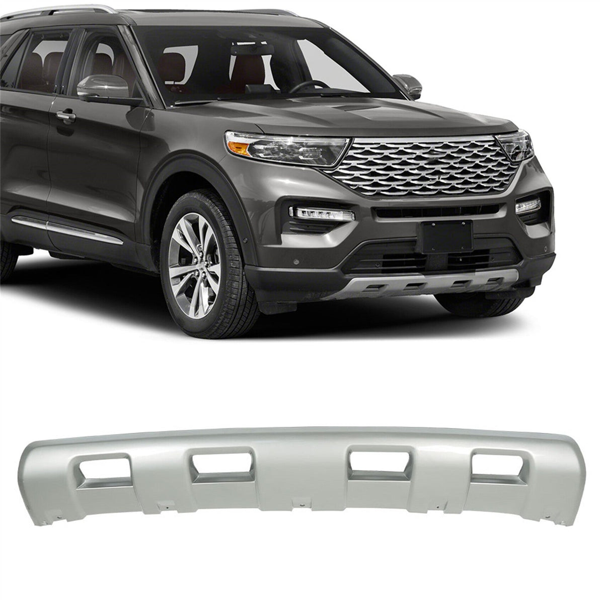 TOPPARTZ Silver Front Bumper Lower Valance Panel Skid Plate Replacement for 2020 2021 2022 Explorer