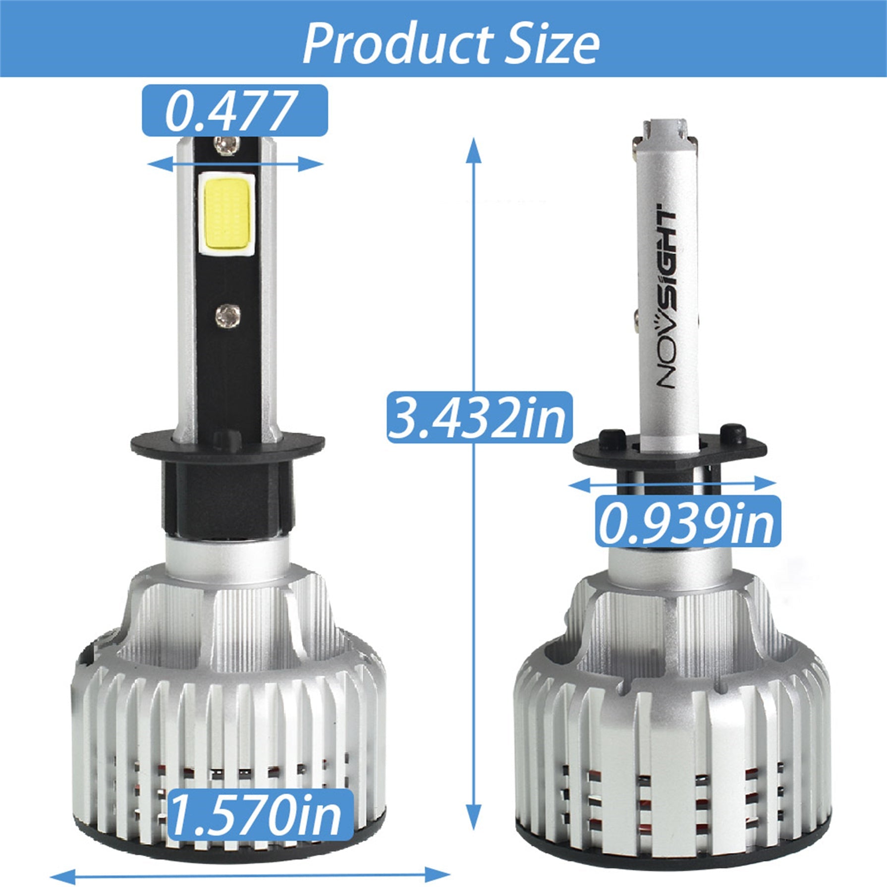 TOPPARTZ H1 LED Headlight Bulbs,72W 10000 Lumens Super Bright 6500K Cool White LED Headlights Conversion Kit,Pack of 2