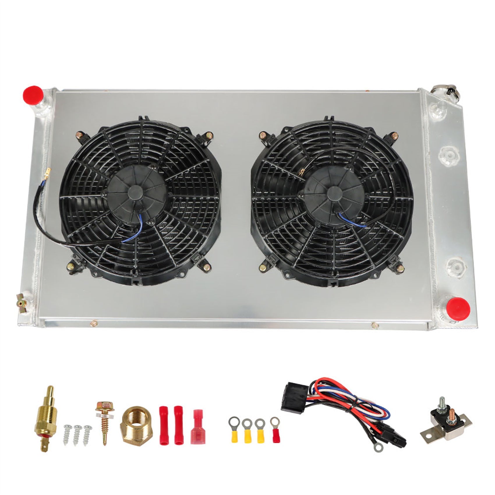 TOPPARTZ 3 Row Radiator & Shroud Fan & Relay Replacement for 1973-1991 Chevy C/K10 20 30