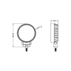 LED Working Light|3'' 12W 960 LM|PC Lens|Wide Flood|12V 24V DC