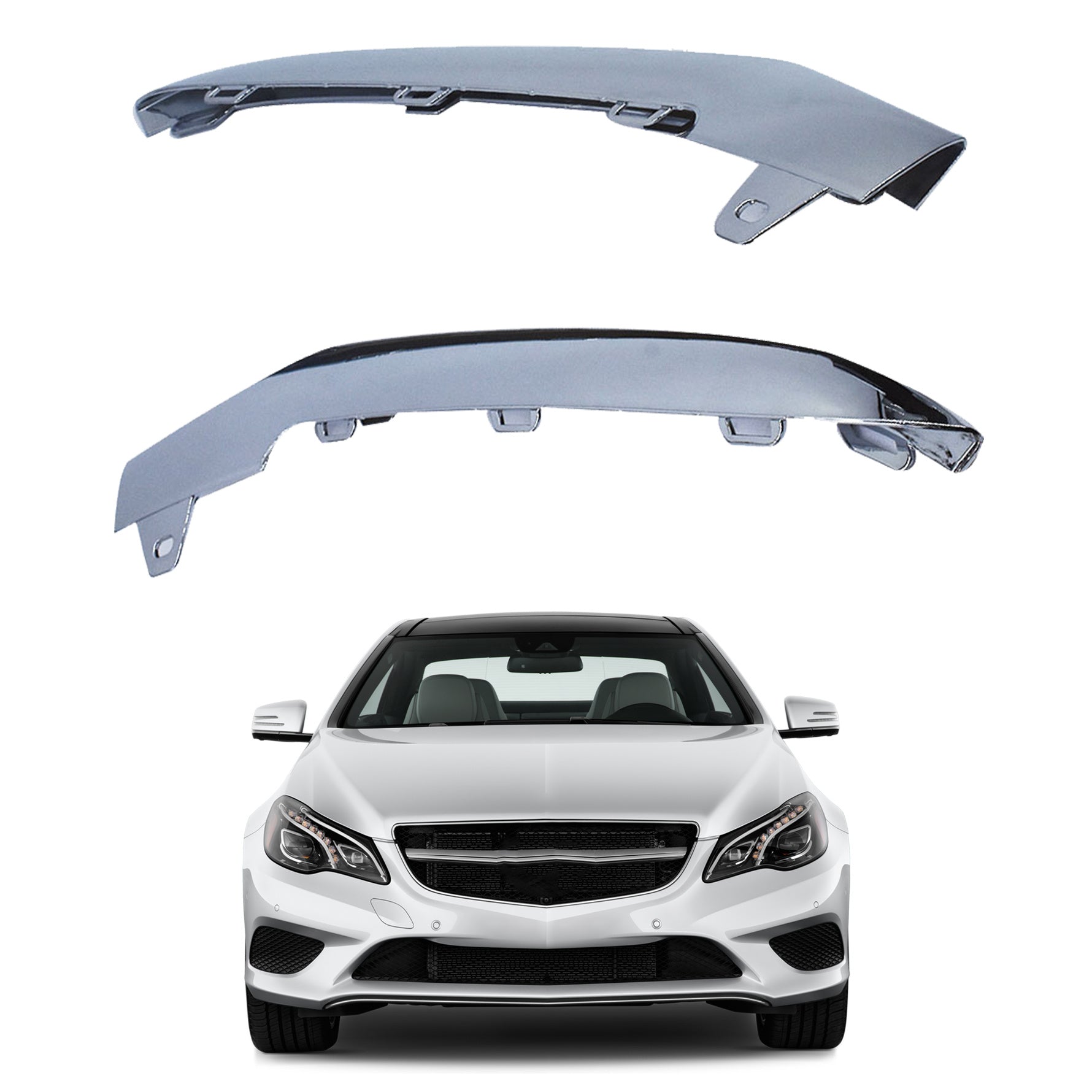 1 PAIR L&R Front Bumper Chrome Trim Molding for Mercedes W212 E350 2014-2016 US