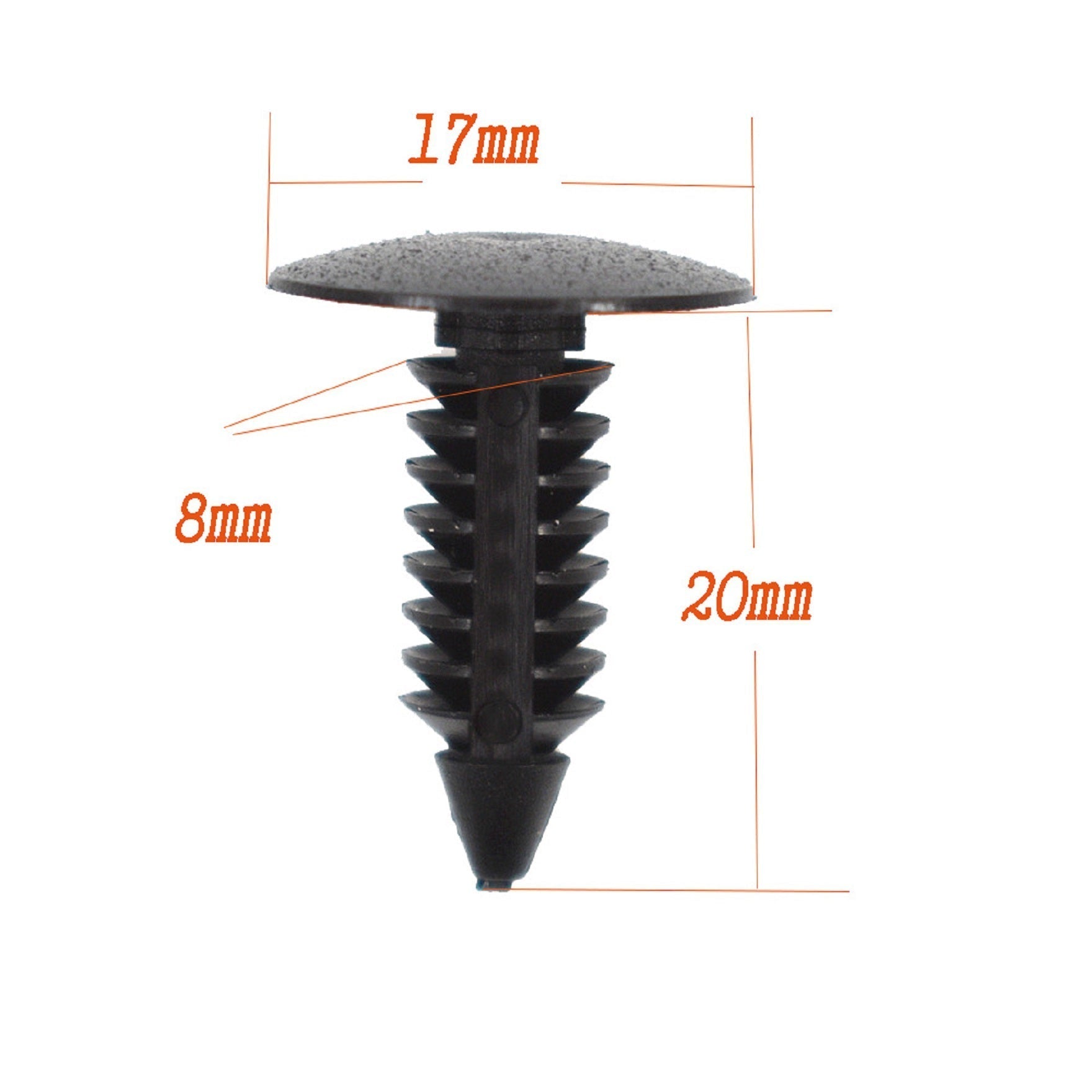 100 Pcs Black Plastic Rivets Fasteners 8mm Dia Hole for Car Auto Bumper Fender