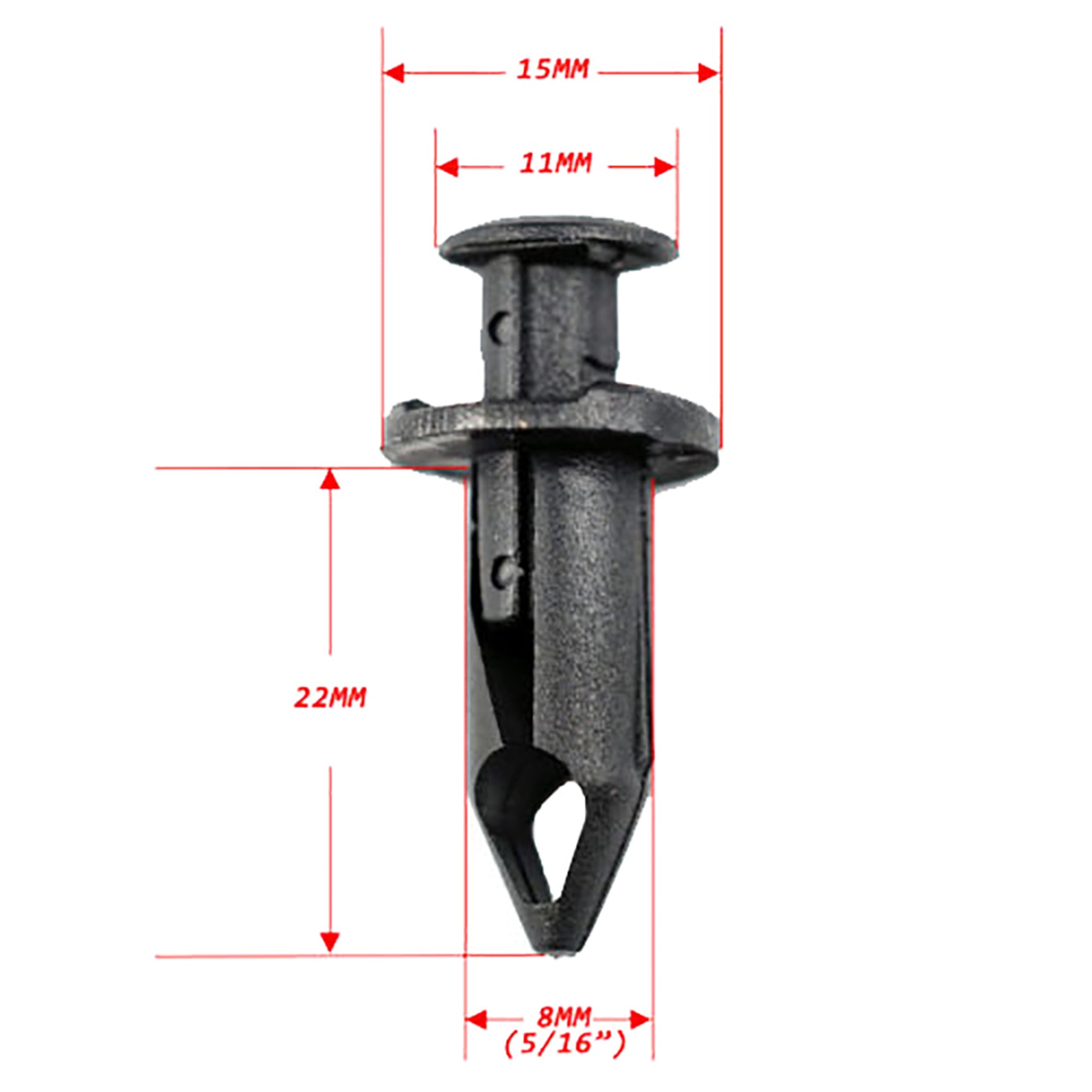 100x Car 8mm Dia Hole Plastic Rivets Fastener Auto Fender Bumper Push Pin Clips