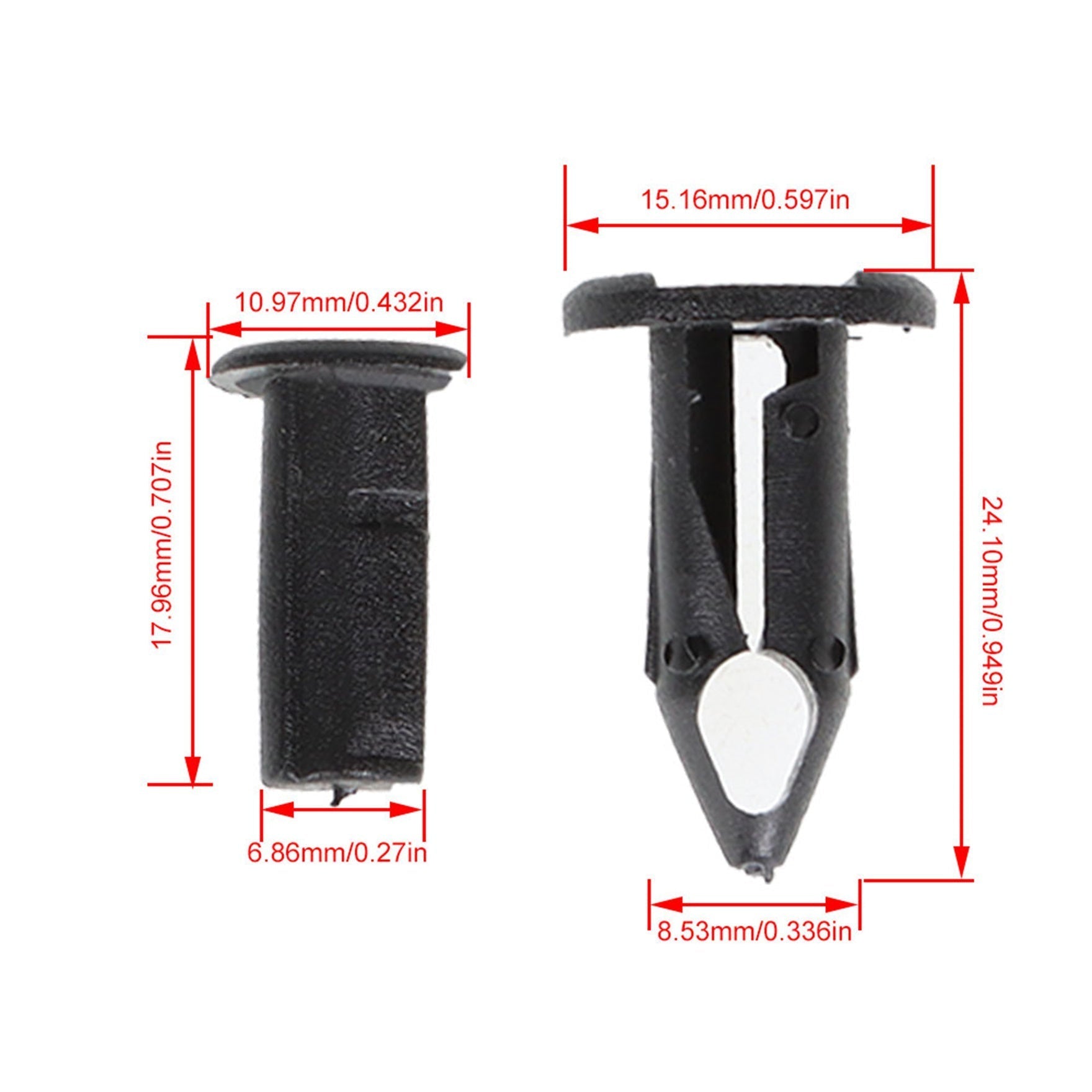 100x Car 8mm Dia Hole Plastic Rivets Fastener Auto Fender Bumper Push Pin Clips