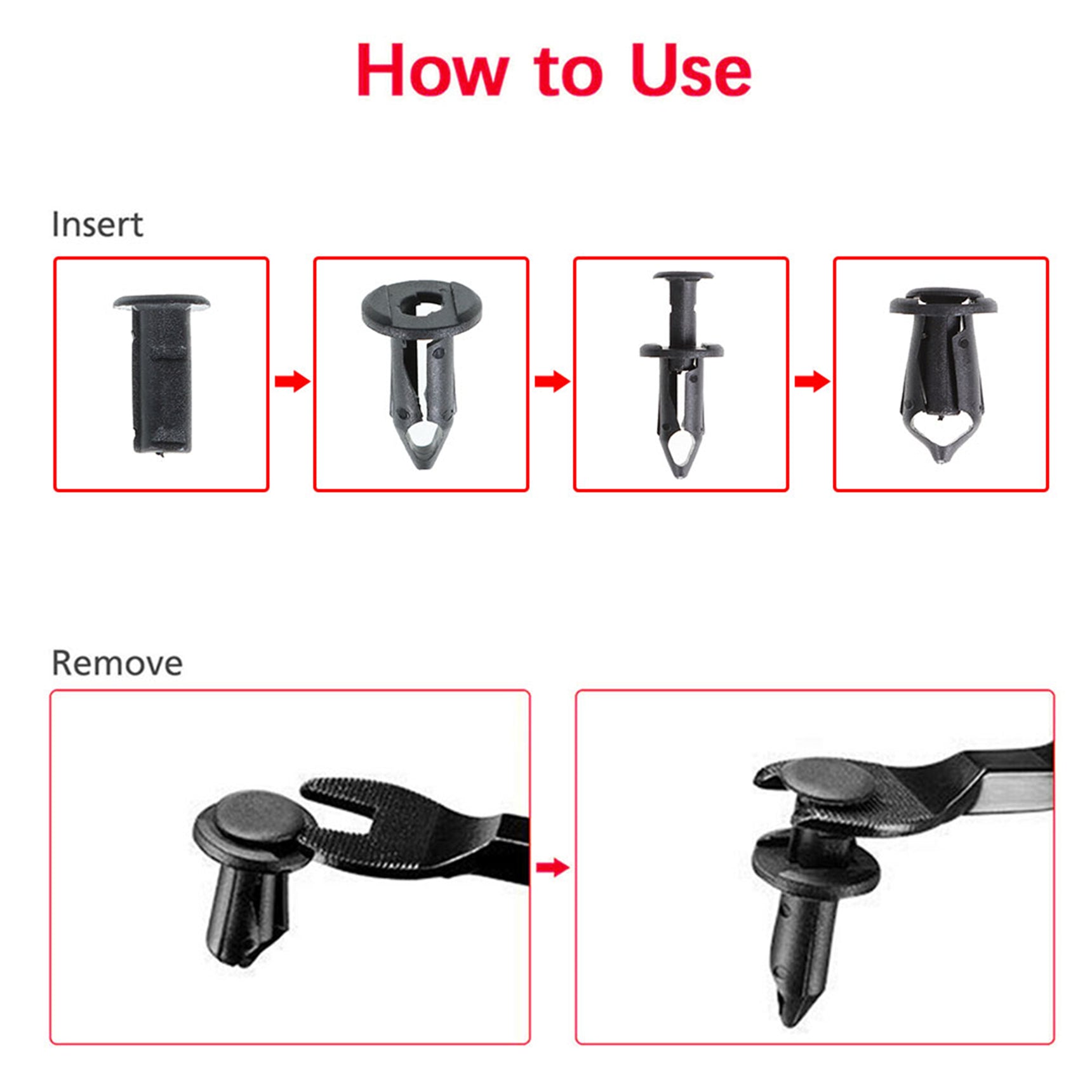 100x Car 8mm Dia Hole Plastic Rivets Fastener Auto Fender Bumper Push Pin Clips