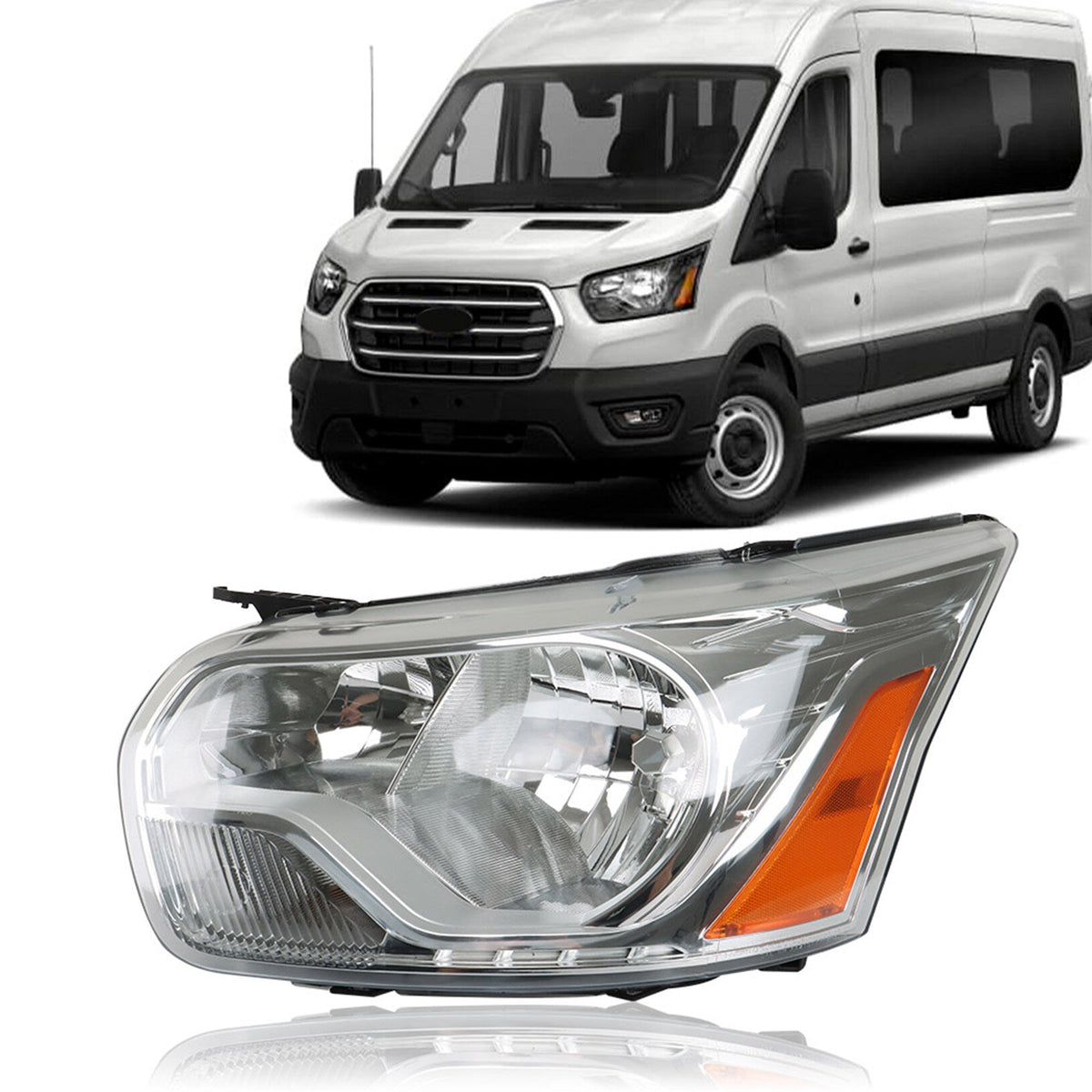 TOPPARTZ Headlight Assembly Replacement for Ford Transit 2015-2022 Halogen Headlights Left Driver Side
