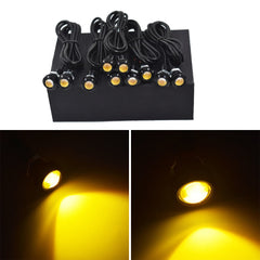 10PCS Amber Yellow 18MM Eagle Eye 9W LED Fog DRL Reverse Backup Light Car Motor