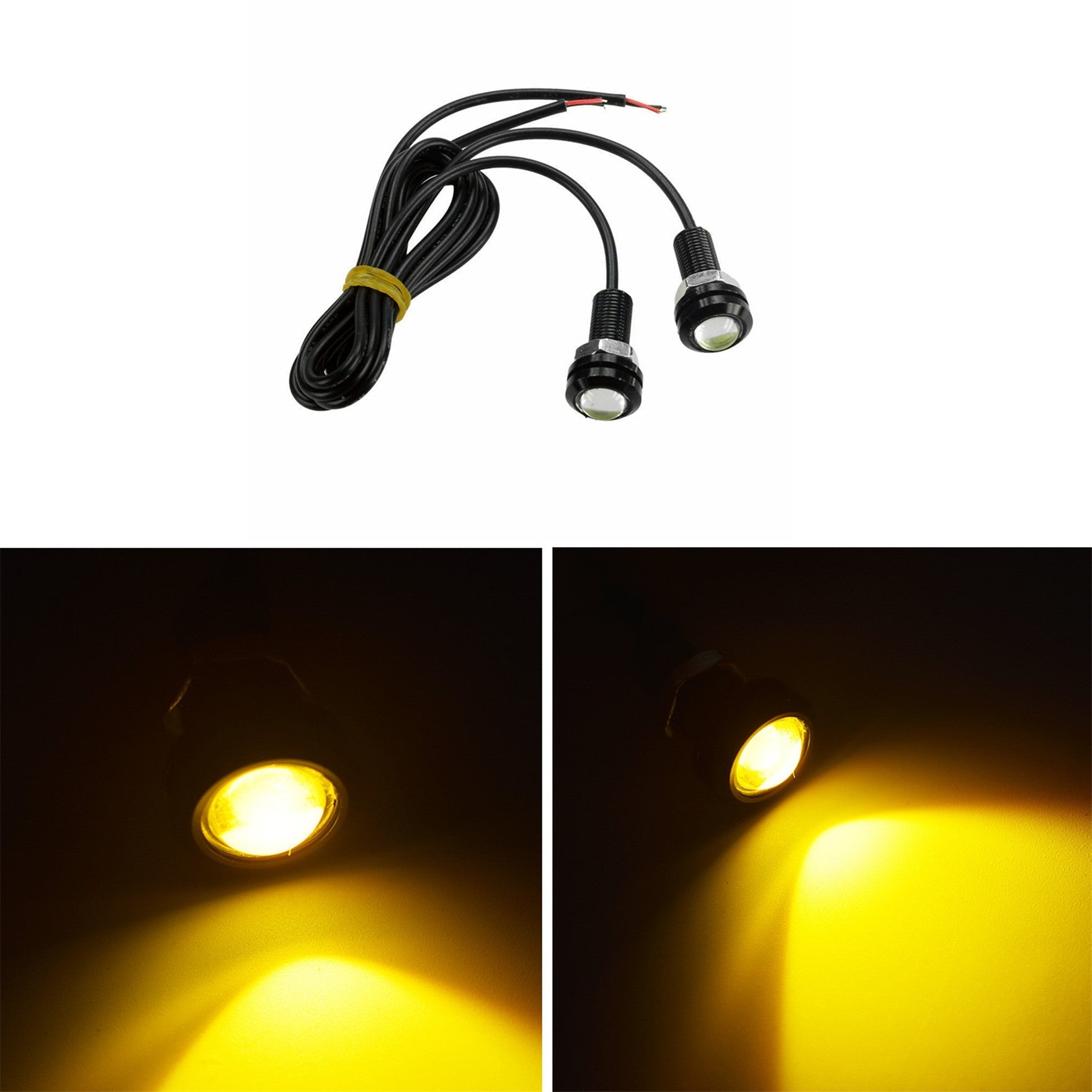 10PCS Amber Yellow 18MM Eagle Eye 9W LED Fog DRL Reverse Backup Light Car Motor
