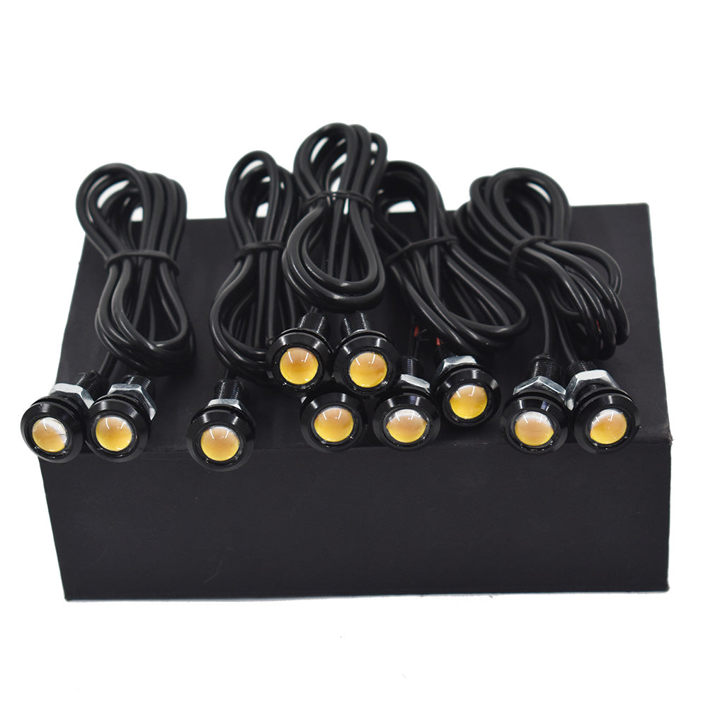 10PCS Amber Yellow 18MM Eagle Eye 9W LED Fog DRL Reverse Backup Light Car Motor