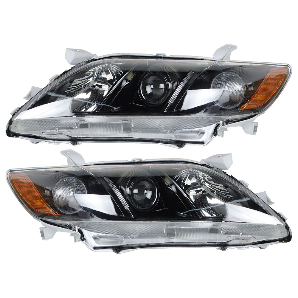 TOPPARTZ Black Headlights Headlamp Assembly For 2007-2009 Toyota Camry  LH + RH