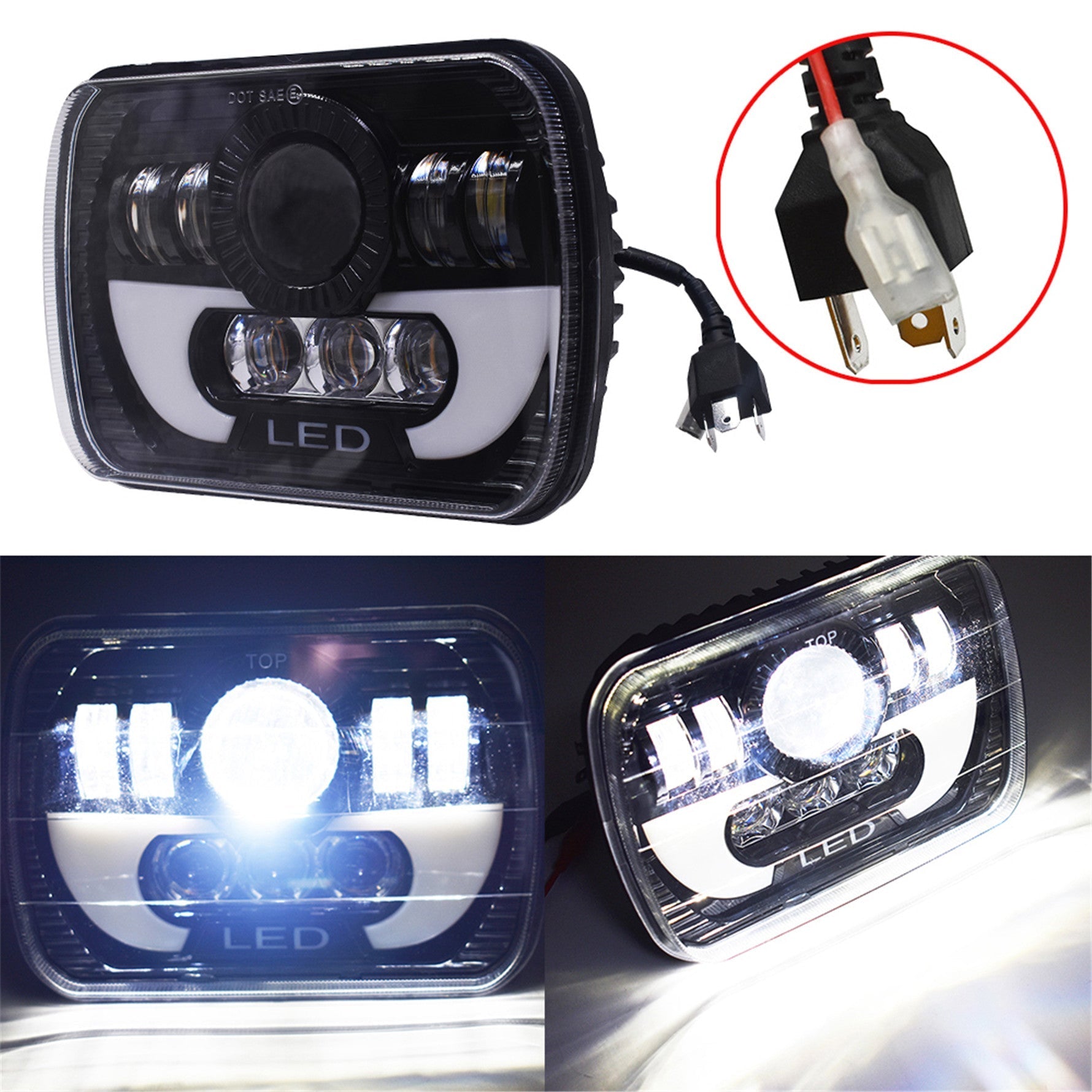 120W LED Headlight DRL For 1986-1995 Jeep Wrangler YJ 1984-2001 Cherokee XJ