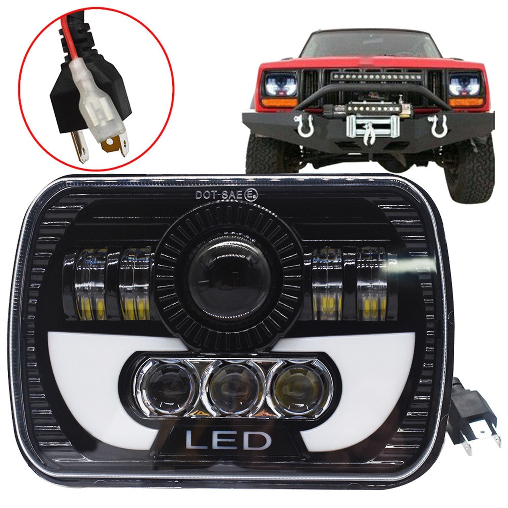 120W LED Headlight DRL For 1986-1995 Jeep Wrangler YJ 1984-2001 Cherokee XJ