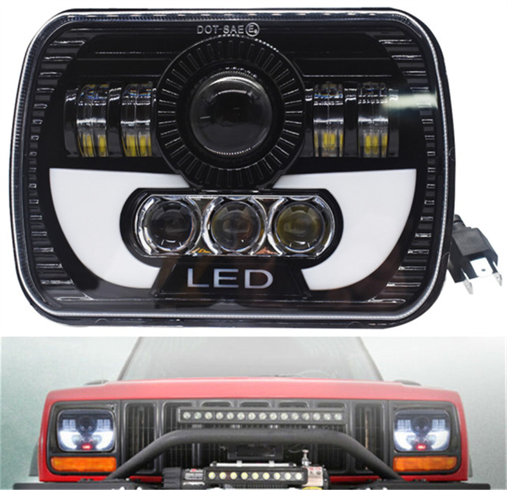120W LED Headlight DRL For 1986-1995 Jeep Wrangler YJ 1984-2001 Cherokee XJ