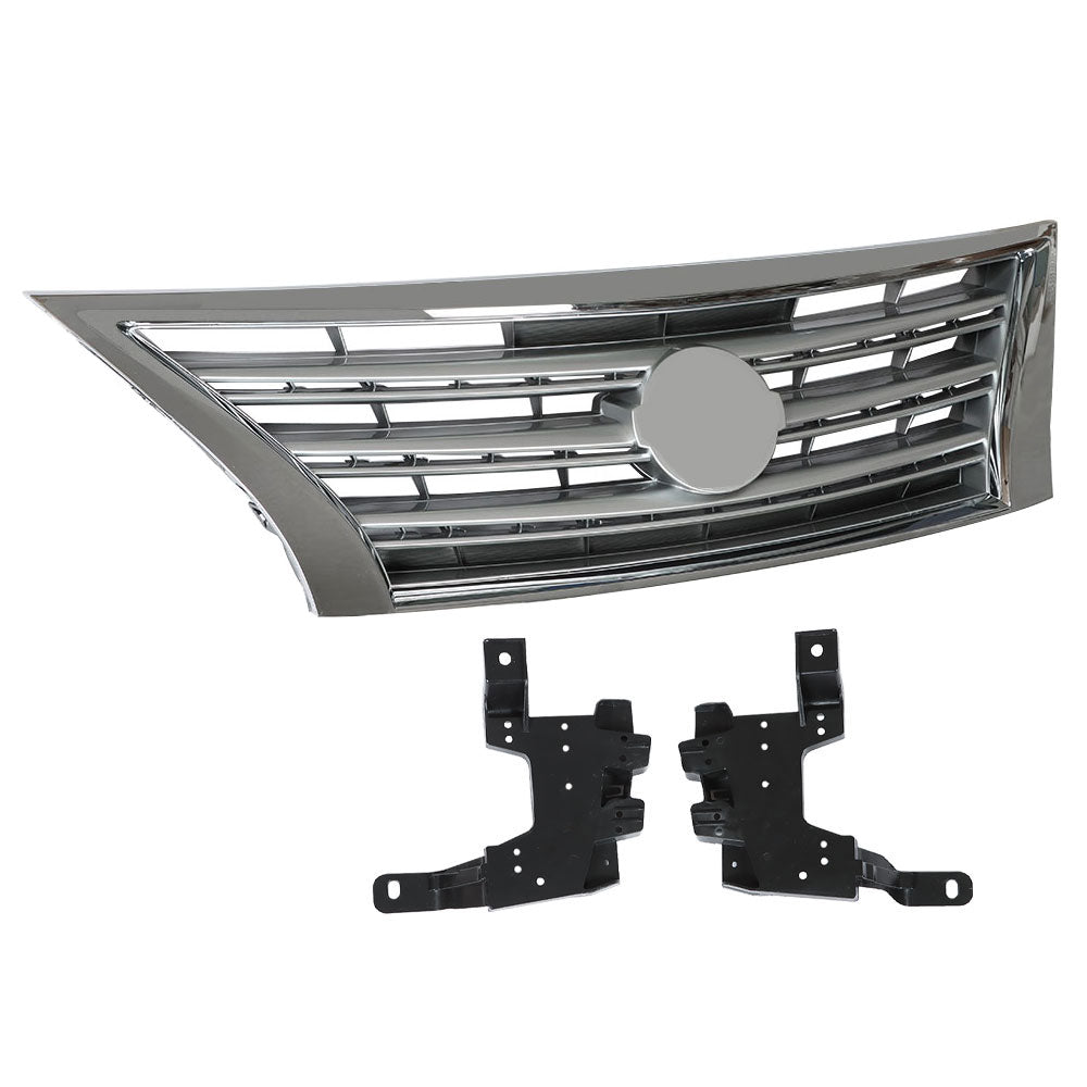 TOPPARTZ Front Upper Grille w/2 Supports For 2013-2015 Nissan Sentra Chrome
