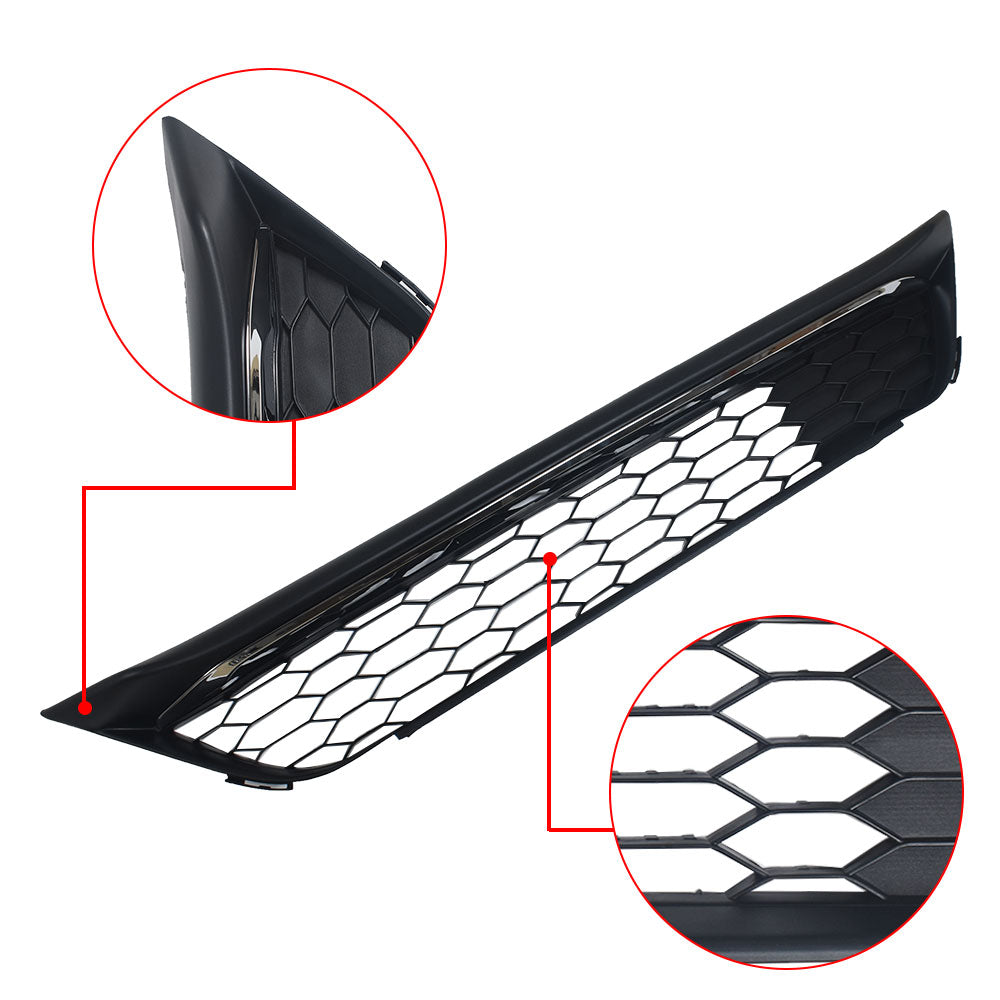 TOPPARTZ Front Bumper Lower Grille Black Honeycomb Chrome Trim For 2016 2017 Honda Accord