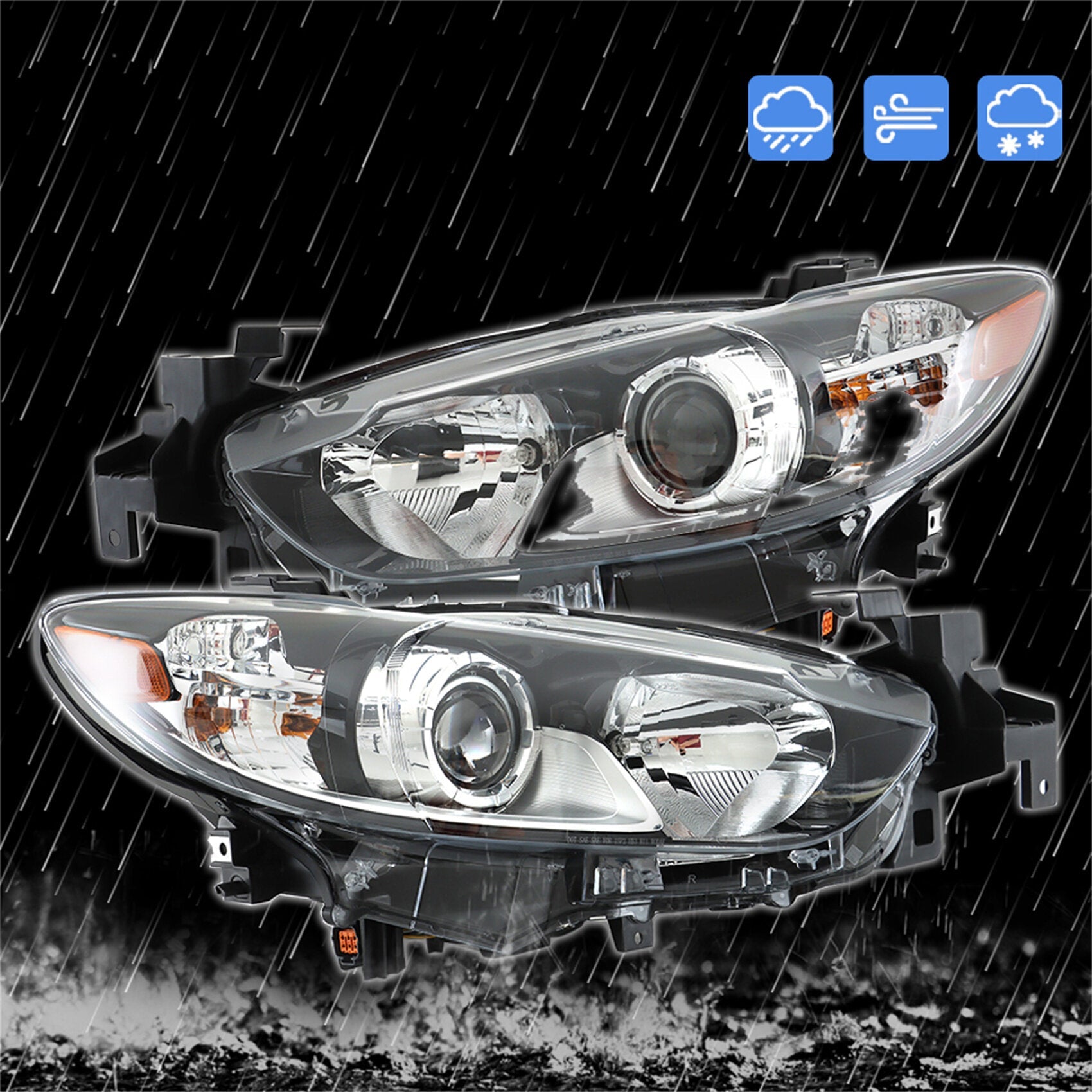 TOPPARTZ Headlight Assembly Replacement for Mazda 6 Halogen Projector Headlights 2014-2017 Set Driver ＆ Passenger Side MA2518160