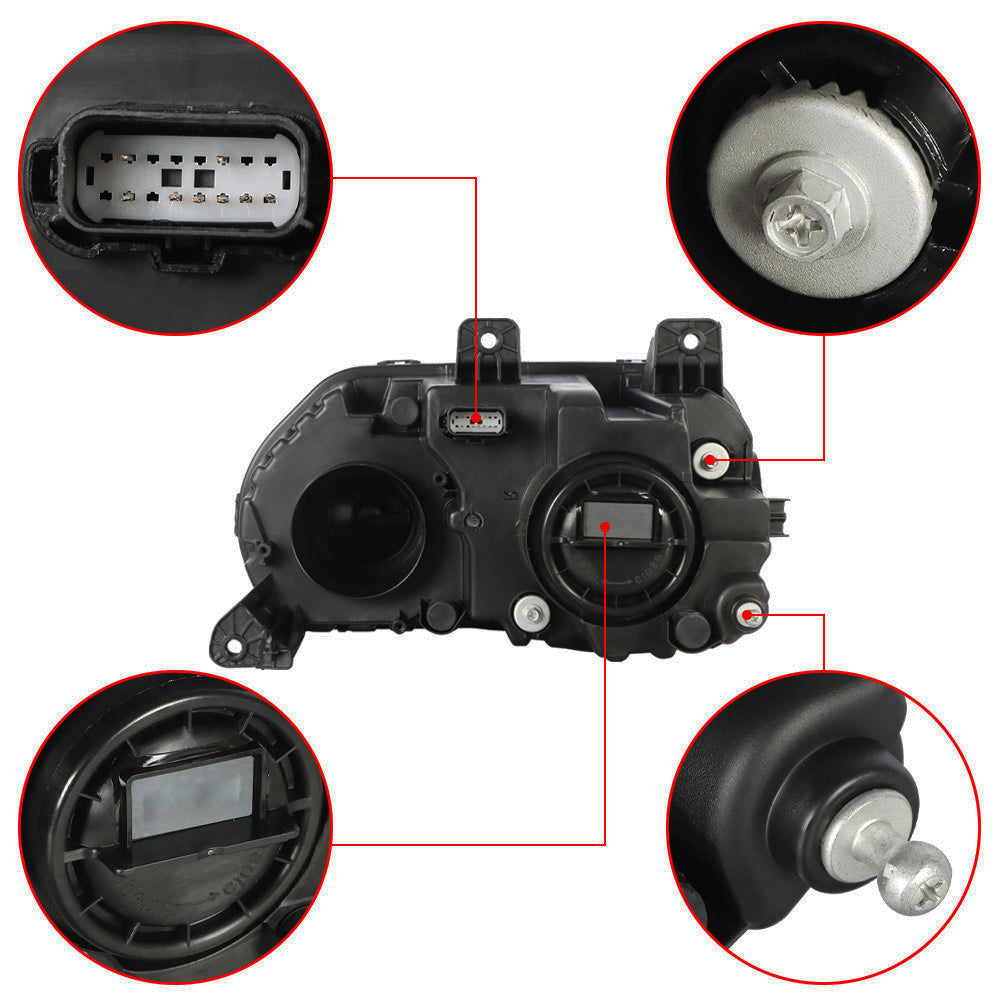 TOPPARTZ Headlamp For 2015-18 Dodge Challenger Black Halogen With LED Right&Left
