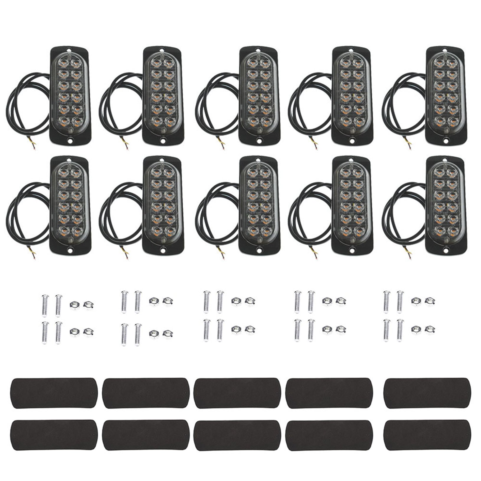 TOPPARTZ 10PCS 12v-24v Amber emergency strobe light LED surface mount flashing emergency warning light for truck car head
