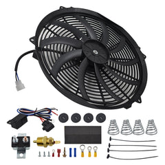 16' Electric Radiator Fan High 3000 CFM Thermostat Wiring Switch Relay Kit 12V