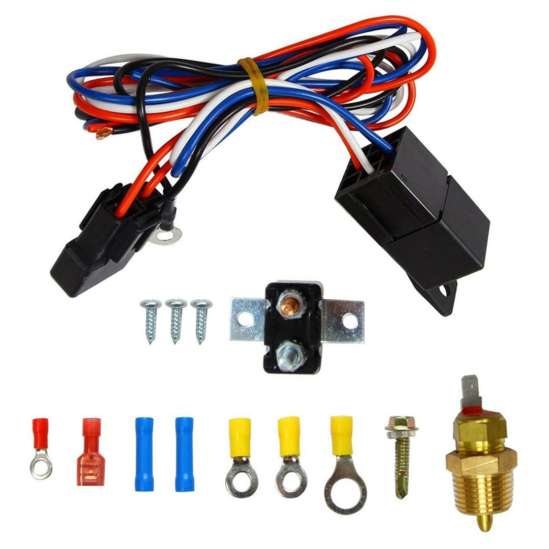 16' Electric Radiator Fan High 3000 CFM Thermostat Wiring Switch Relay Kit 12V