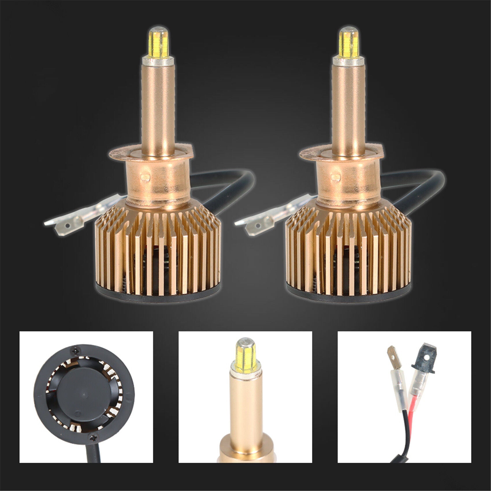 TOPPARTZ H1 LED Headlight Bulbs,12000LM 6500K Cool White 6 Sides CSP Chips Super Bright Headlight Replacement Kit,Pack of 2