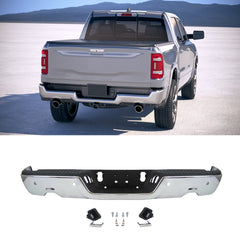 TOPPARTZ Steel Chrome Rear Step Bumper Assembly Replacement for 2009-2018 Dodge Ram 1500 with Parking Aid Sensor Holes CH1103118