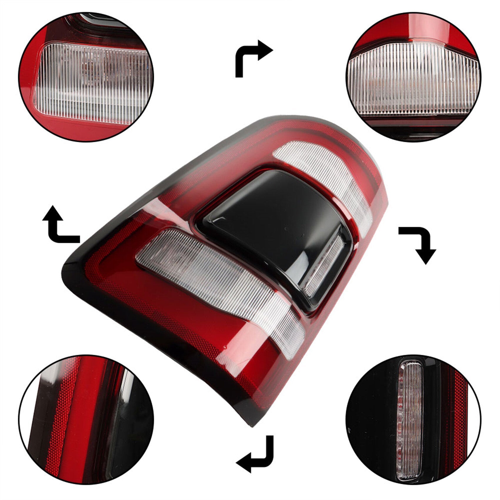 TOPPARTZ Driver Side LED Tail Light Replacement for 2019-2022 Ram 1500 Smoked Brake LH  55112993AD 55112993AB