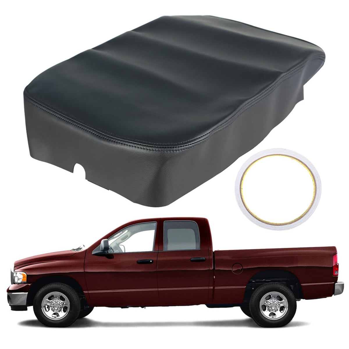TOPPARTZ Leather Armrest Console Lid Replacement Cover Skin Blk For 2002-2008 Dodge Ram
