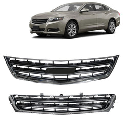 TOPPARTZ Front Grille For 2014-2020 Chevrolet Impala Black Chrome Upper Lower Plastic