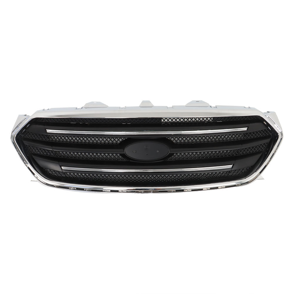 TOPPARTZ Front Upper Grille For 2013-19 Ford Taurus Matte Black W/Chrome Trim