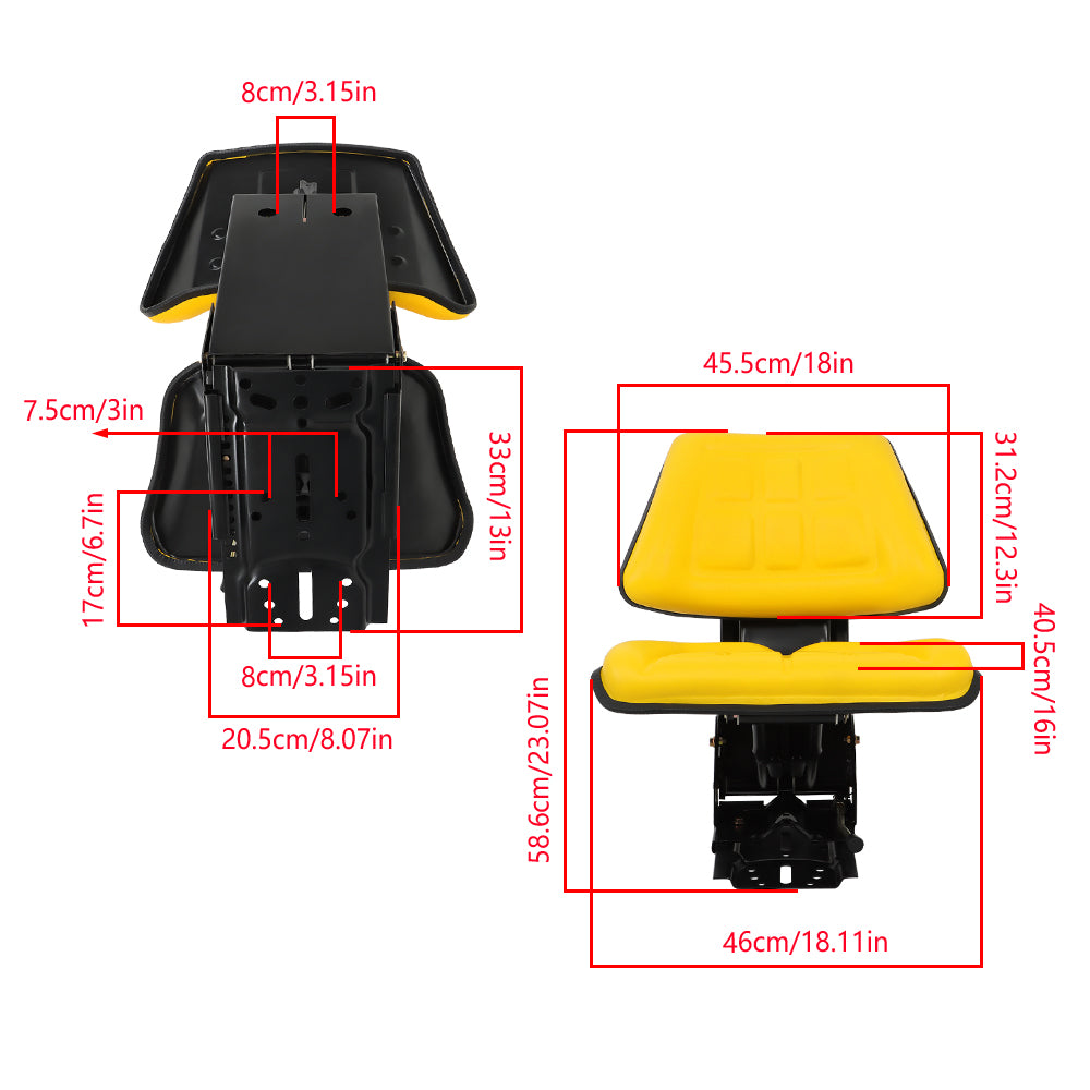 Tractor Suspension Seat Fit For John Deere 5200 5210 5300 5310 5510 6610 Yellow