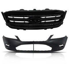 TOPPARTZ Front Bumper Cover+Front Bumper Grille Black For 2010-2012 Ford Taurus