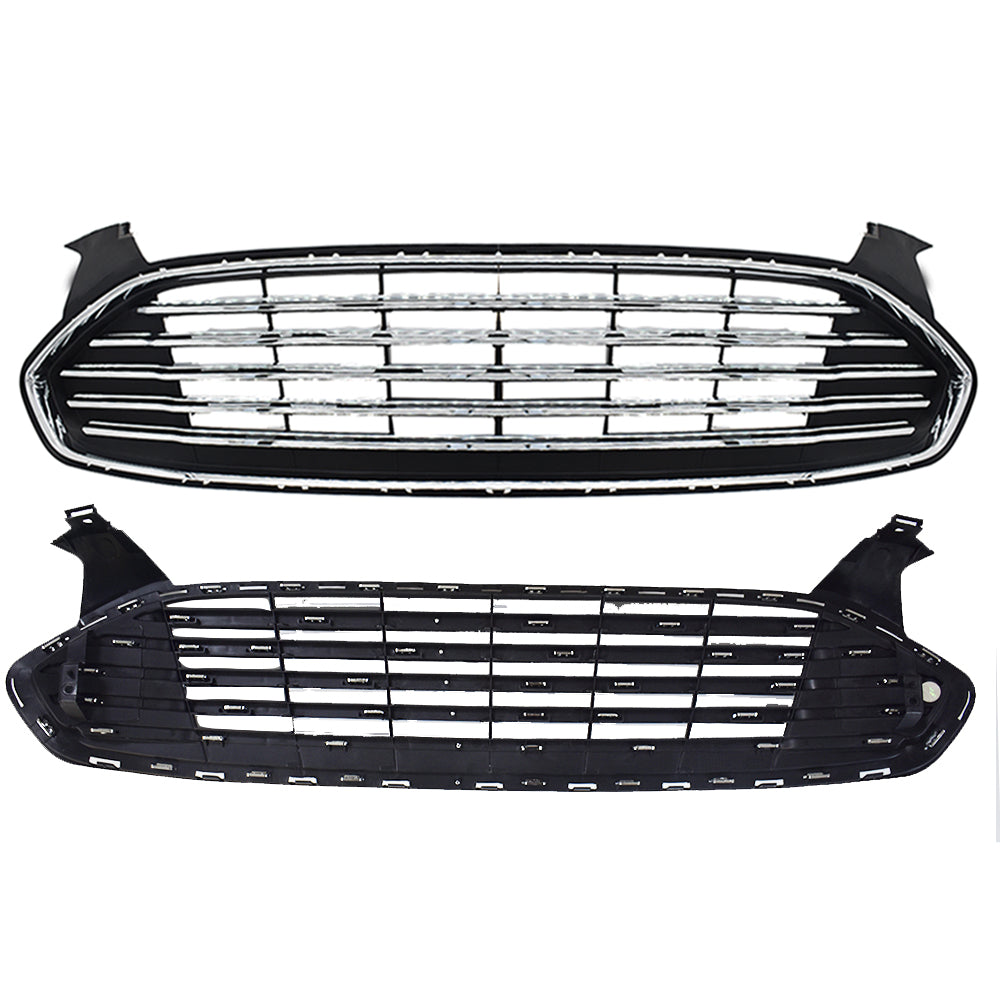 TOPPARTZ Front Upper ＆ Lower Grille ＆ Bumper Cover For 2013-2016 Ford Fusion