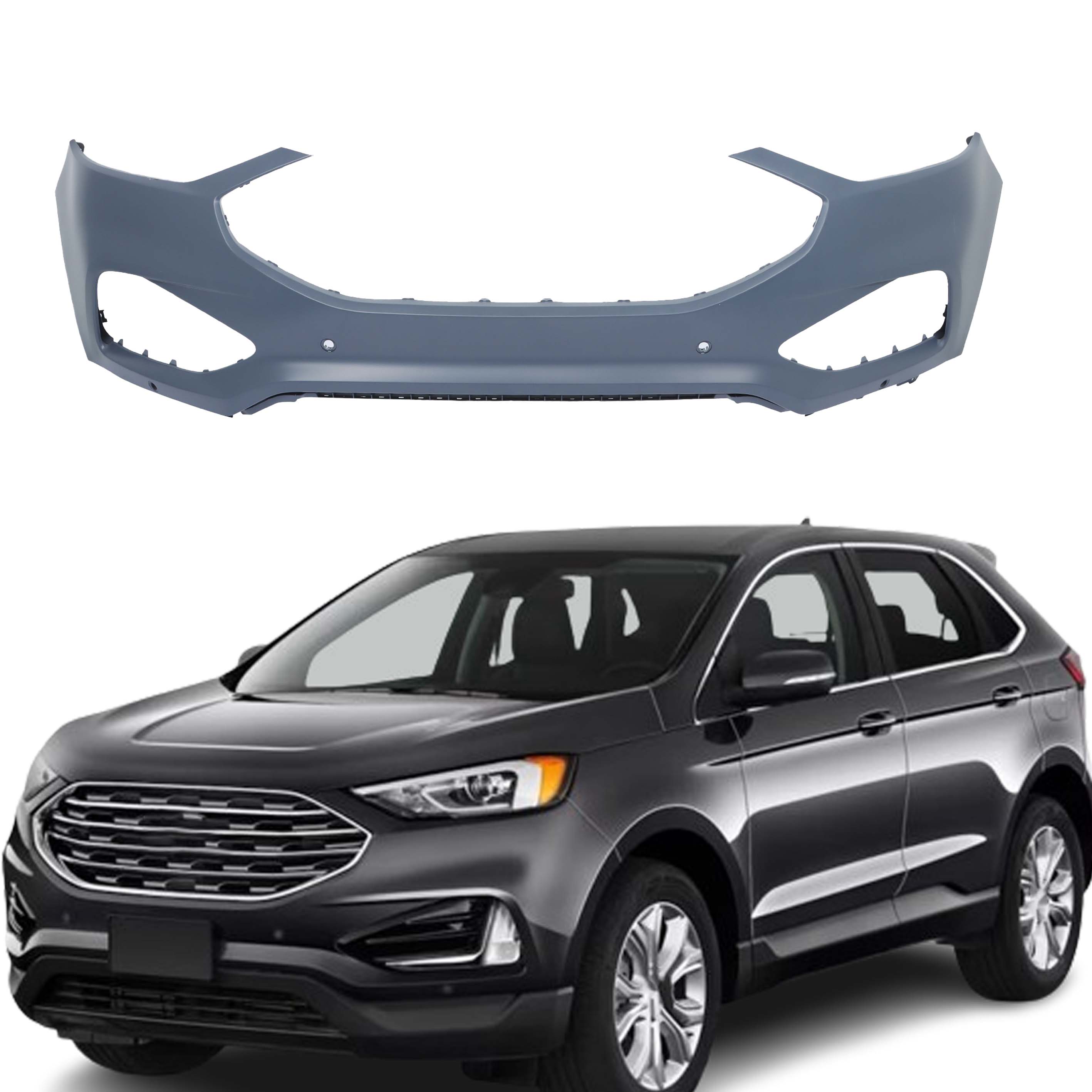 TOPPARTZ Front Bumper Cover Fit For 2019-2024 Ford Edge W/ 4 Sensor Holes Primed