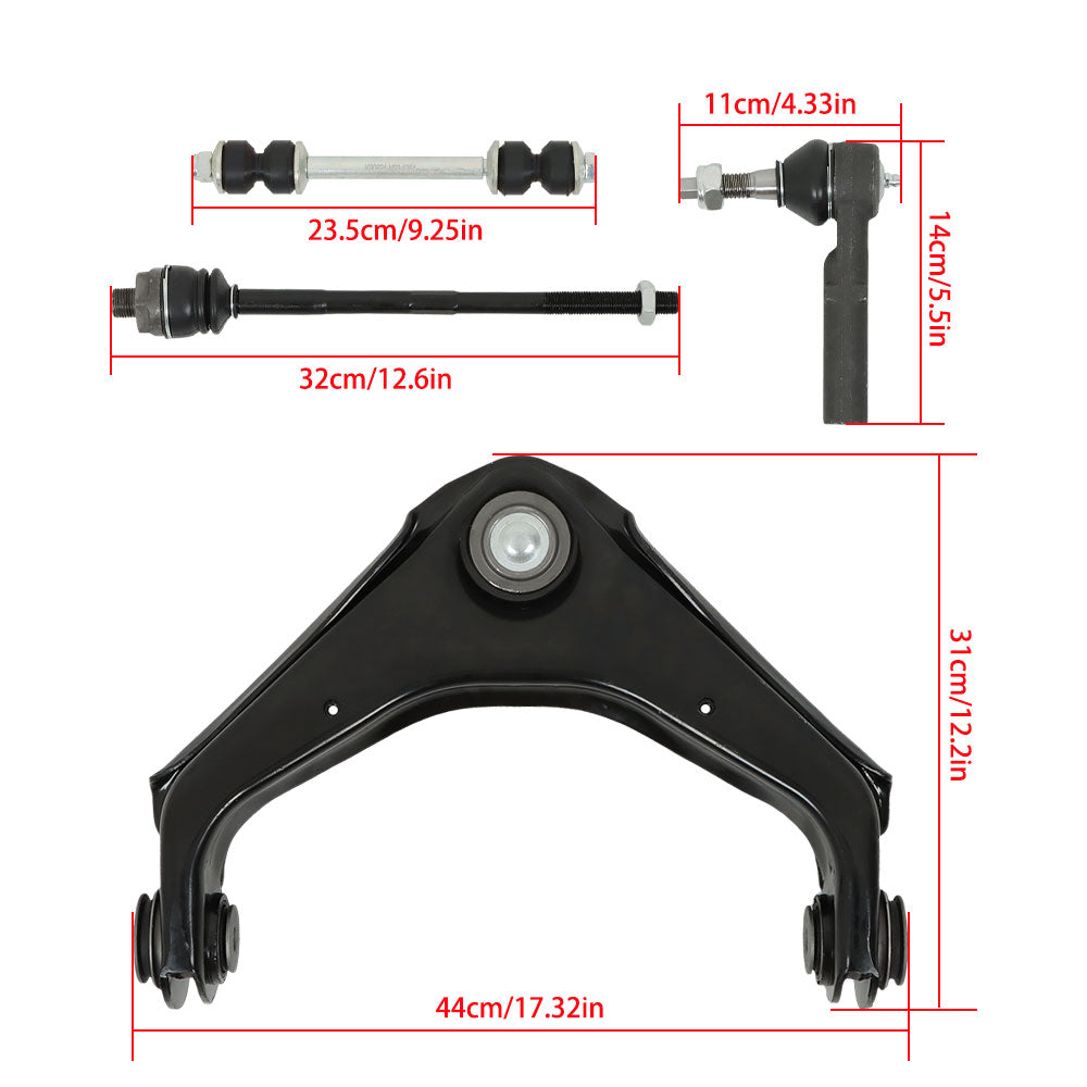 TOPPARTZ Front Upper Control Arms Tierods For 01-10 Chevrolet GMC Sierra 2500 HD
