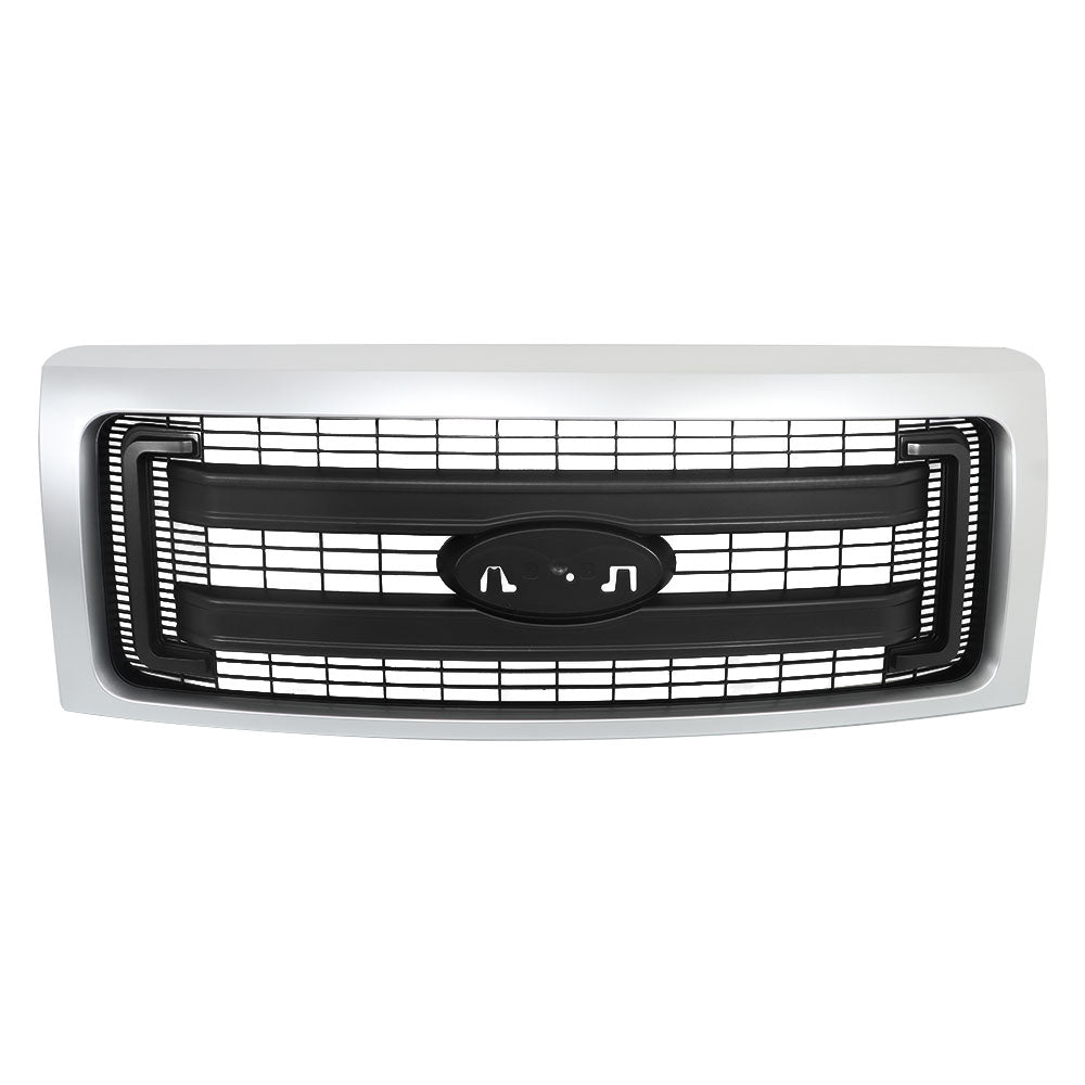 TOPPARTZ Front Upper Bumper Grill For 2009-2014  Ford F-150 Silver&Black Grille