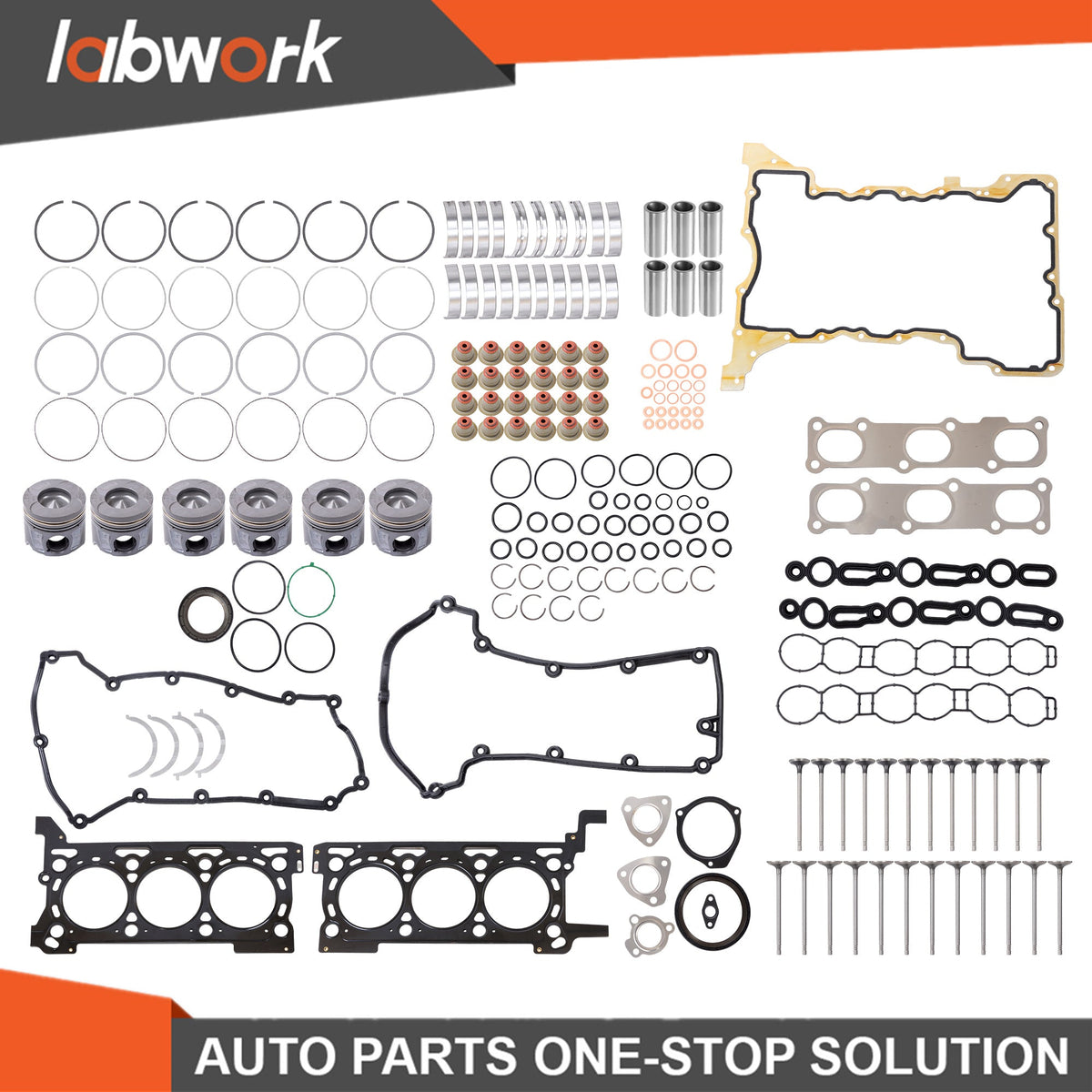 TOPPARTZ Engine Pistons Gasket Bearings Valves Kit For Ram 1500 Jeep Chrysler 3.0