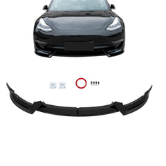 TOPPARTZ Front Bumper Lip Splitter Spoiler Glossy Black For 2020-24 Tesla Model Y