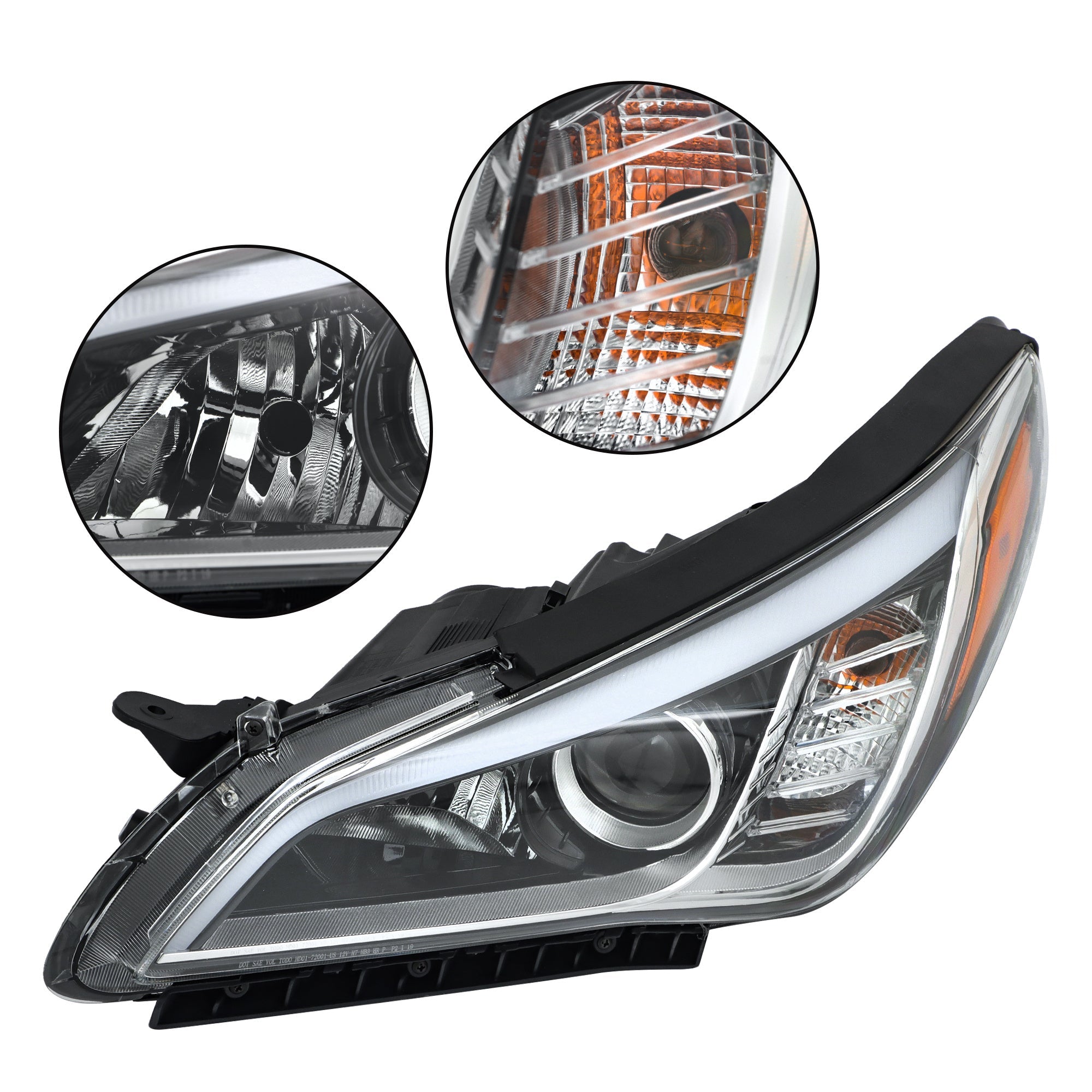 TOPPARTZ Left Side Headlights Assembly For 2015-2017 Hyundai Sonata Chrome Clear