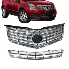 TOPPARTZ Front Bumper Upper+Lower Grille Chrome Set For 2013-2016 Cadillac SRX