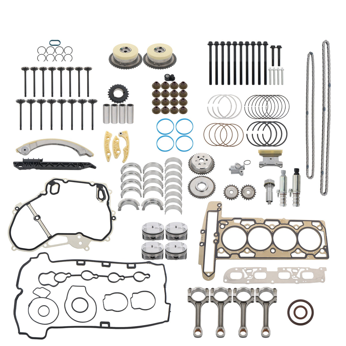TOPPARTZ Engine Overhaul Rebuild Kit w/ Rods & Timing Chain VVT For Chevy Buick
