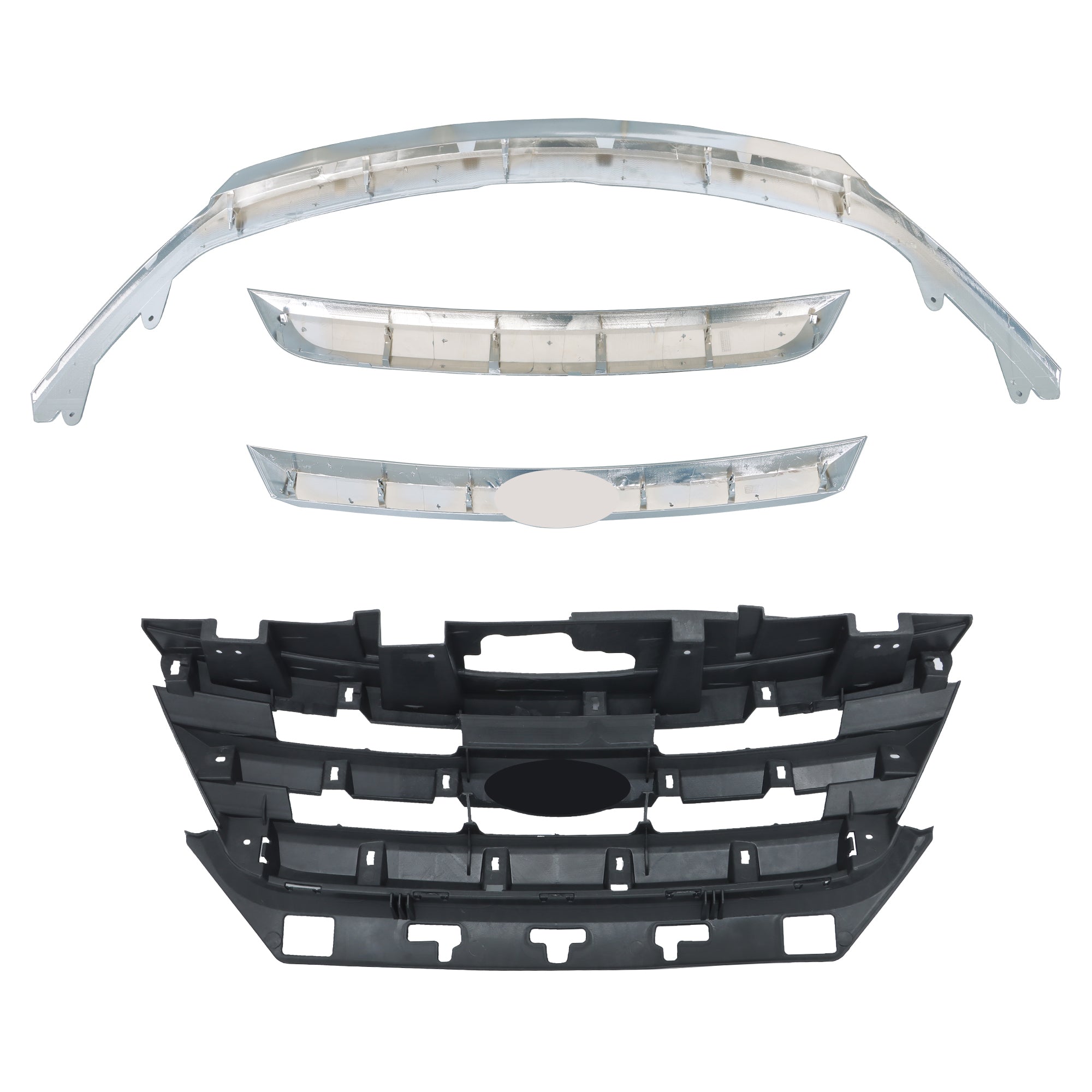 TOPPARTZ Front Grille + Chrome Grill Trim Plastic For 2010 2011 2012 Ford Fusion