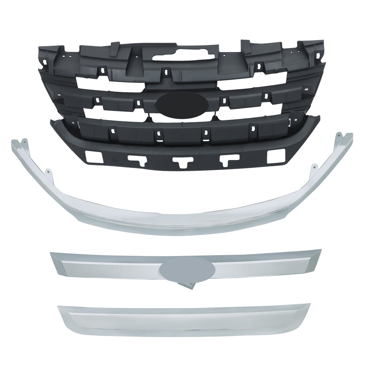 TOPPARTZ Front Grille + Chrome Grill Trim Plastic For 2010 2011 2012 Ford Fusion