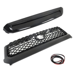 TOPPARTZ Front Grille+Hood Bulge Molding For 2014-2019 2020 Toyota Tundra Black